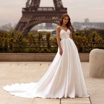 Spaghetti Strap Wedding Dresses Luxury 2025 A-Line Bridal Gown For Wedding Customized Bride Women Dress
