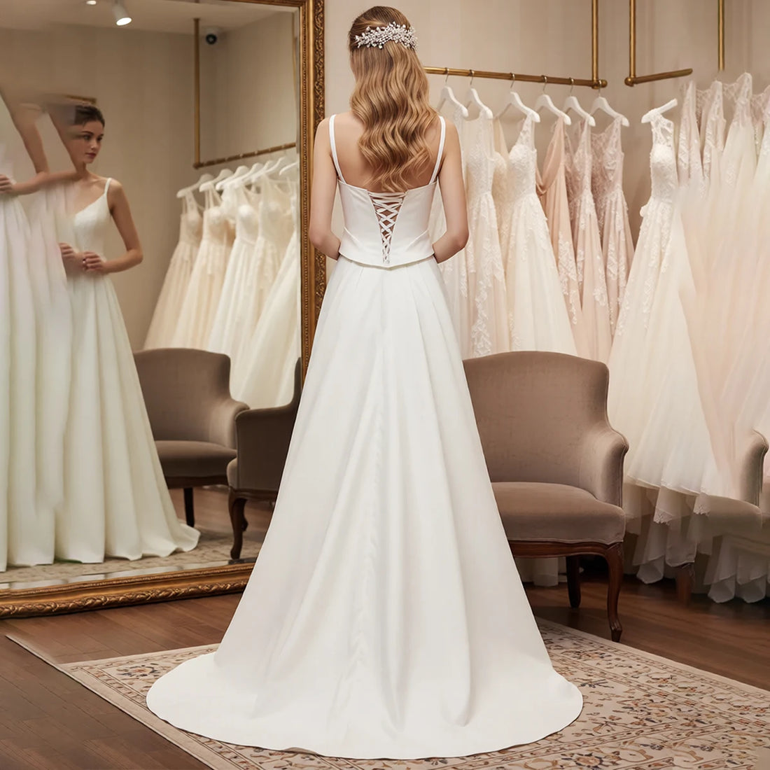 Elegant Satin Sweetheart Wedding Dress For Bride Long Vestidos Novia A Line Ball Gown With Train Backless Bridal Party Gown