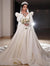 Classic vintage plus size wedding dress Long sleeve V-neck Church Wedding Train Beach Elegant Line A bridal dress custom new