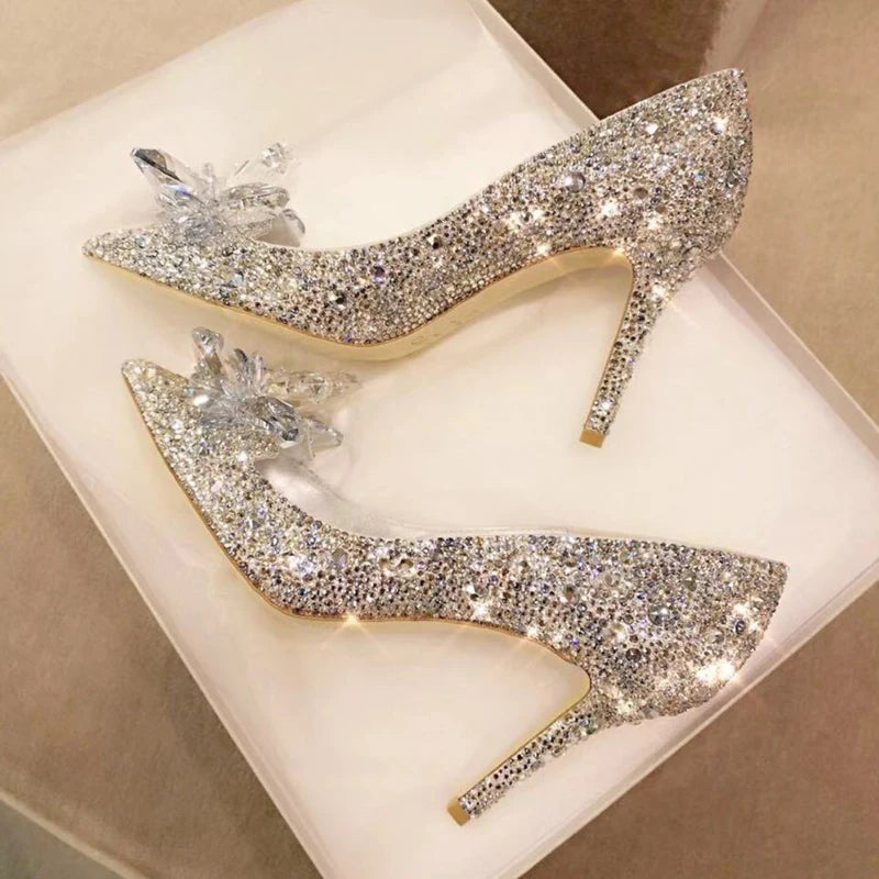 2025 Newest Shoes Rhinestone High Heels Women Pumps Pointed toe Woman Crystal Party Wedding Shoes 5cm/7cm/9cm