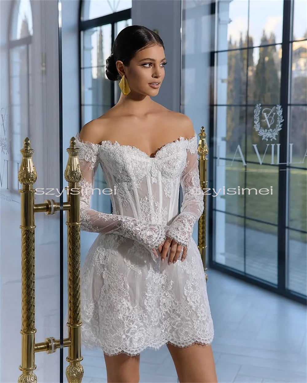 Sexy Short Wedding Dresses Backless Mini Bridal Dress For Wedding Custom Made 3/4 Sleeveless Party Gowns Vestido De Noival