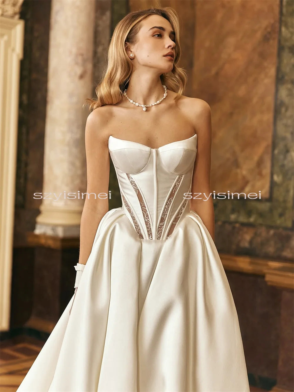 Unique Design Sweetheart With Lace Wedding Dress For Women A-line Back Lace Up Sweep Train Bridal Gown Customized mariage robe