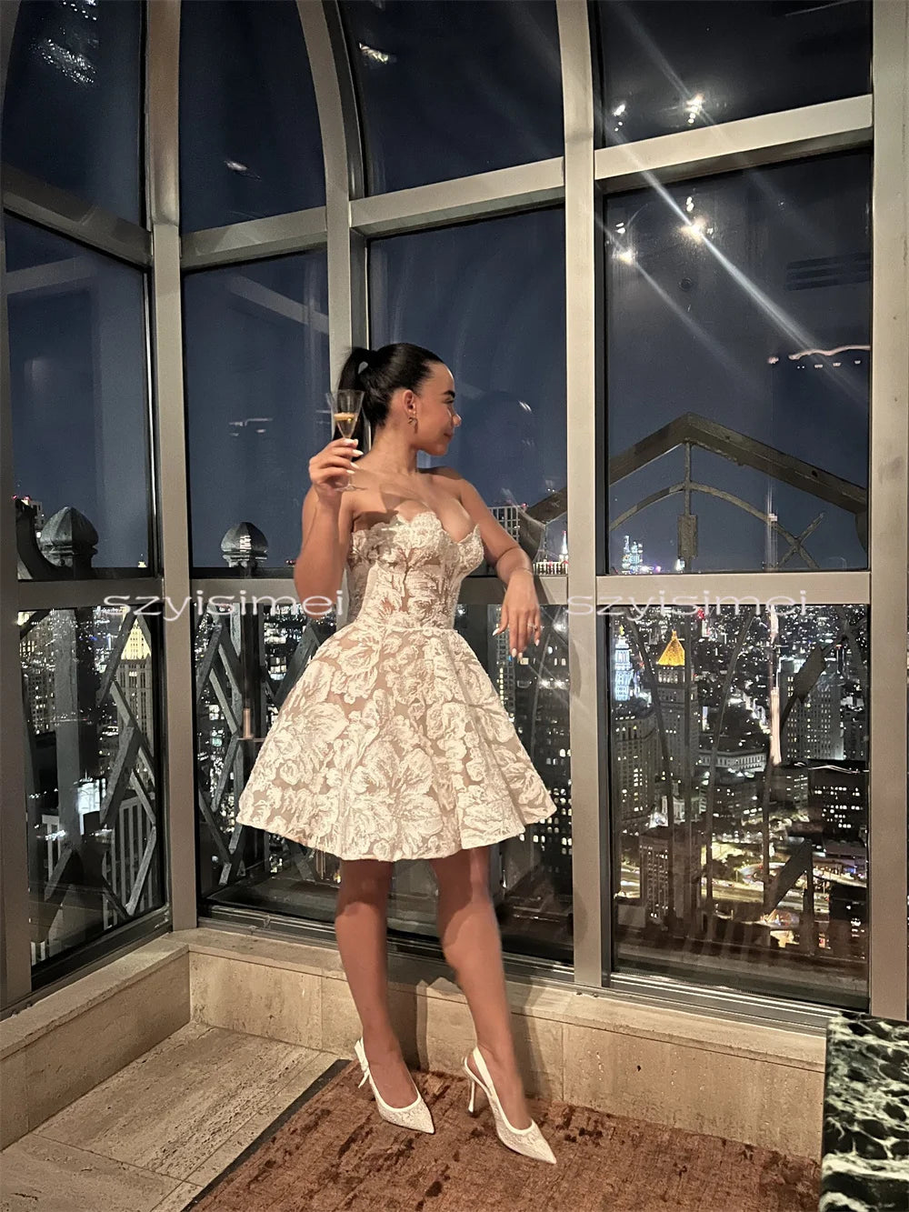 Sexy Short Wedding Dress Backless Mini Lace Bridal Dress For Wedding Custom Made Prom Gowns amanda novias official