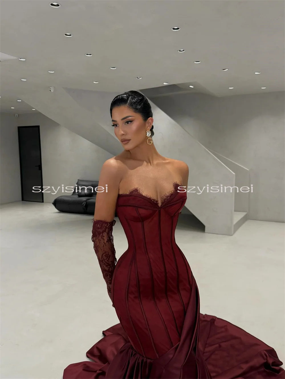 High Quanlity Sweetheart With Lace Wedding Dresses Backless Custom Made Evening Dress vestidos de novia robes de soirée