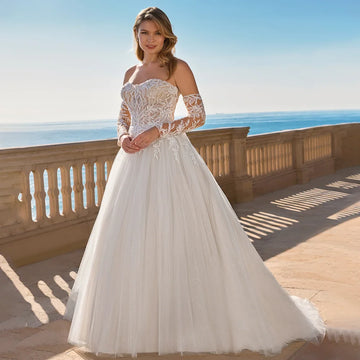 Charming Sweetheart Lace Appliques Wedding Dresses A Line Corset Bridal Gown Custom Made 2026 Evening Gowns For Wedding