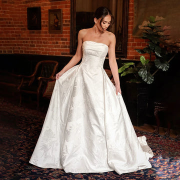 Customized Fashion New Strapless A-Line Wedding Dress Backless Zipper With Buttons Evening Dress vestidos de novia