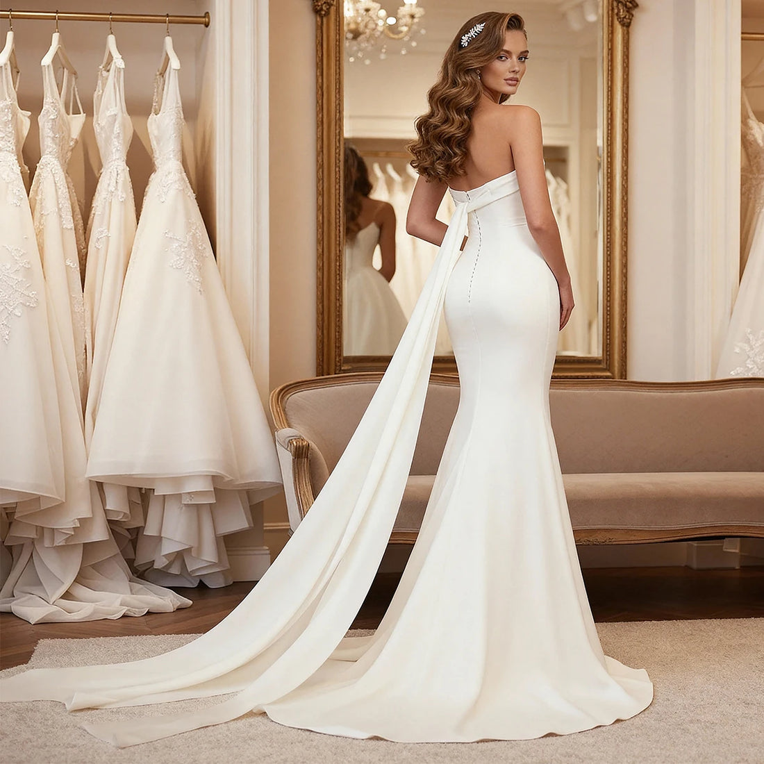 Romantic One Shoulder Mermaid Satin Wedding Dresses For Bride Sheath Pleated Long Bridal Party Gown With Train Vestidos Novia