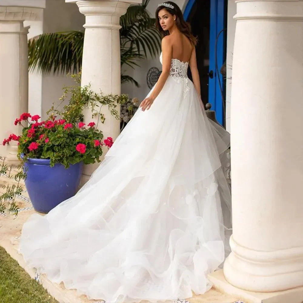 Glamorous Bride Halter Princess Sexy Corset Luxurious multi-layered bridal gown Sweetheart applique Fluffy wedding dress 2025