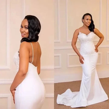 Classic fashion sexy halter mermaid wedding dress Long sweetheart halter Decal Italian strap lace beach new bridal dress 2024