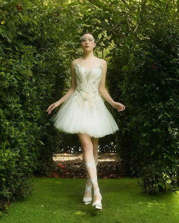 Customized 2026 New Mini White A-Line Rhinestone Princess Wedding Dress Sexy Off Shoulder Pleated Party Dance Party Bridal Gown