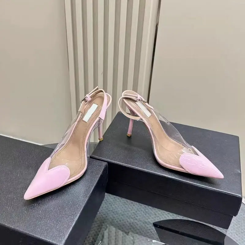 2025 Fashion Pvc Women'S Pointed Toe Patchwork Patent Leather Elegant High Heels Women'S Pump