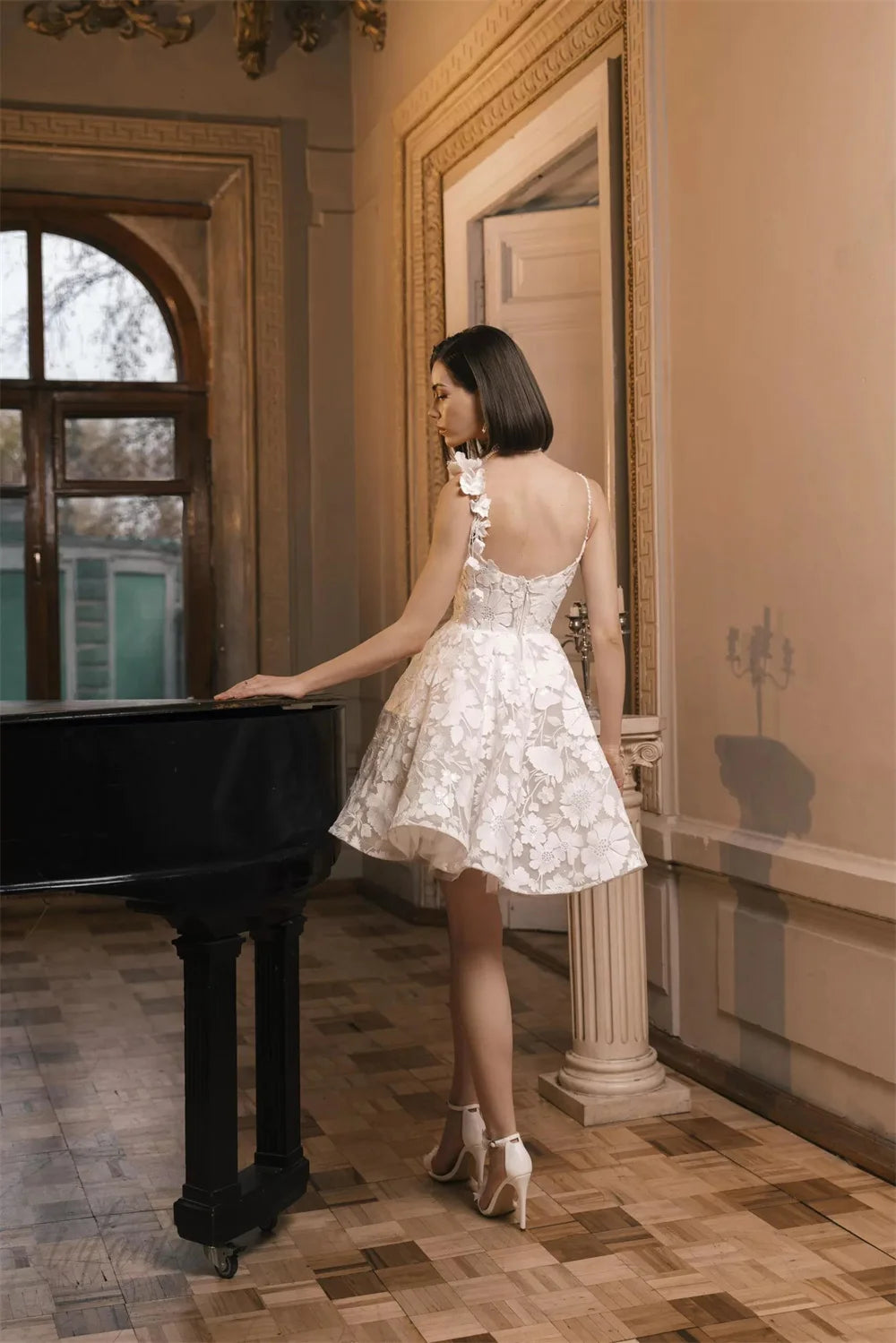 Short Wedding Dresses Spaghetti Strap A-line Party Gown Custom Size Prom Dress 2025 Bride