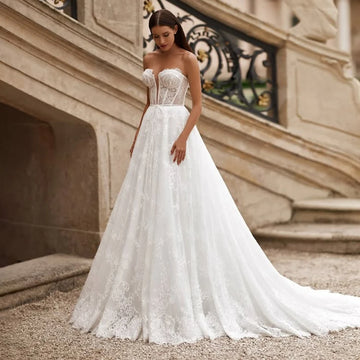 Charming Sweetheart Full Lace Wedding Dresses A Line Back Corset Bridal Gown Custom Made 2025 Evening Gowns