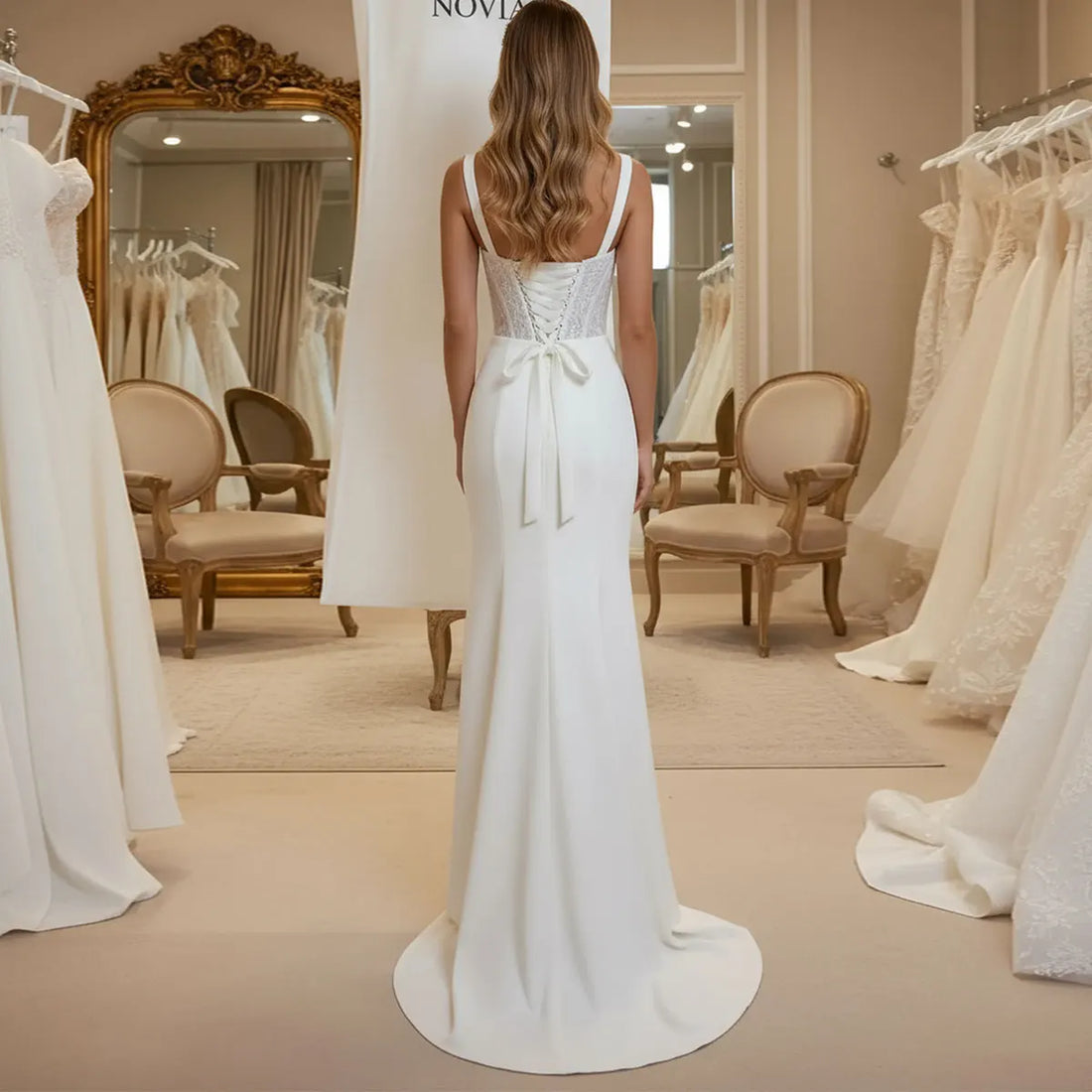 Romantic Lace Mermaid Sweetheart Wedding Dresses With Slit Satin Sheath Bridal Party Gown For Women Vestidos Novia