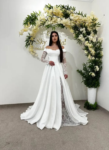 Vestidos De Novia  Lace Corset Courthouse Satin Boho Romantic Reception Dress Wedding Dress Custom