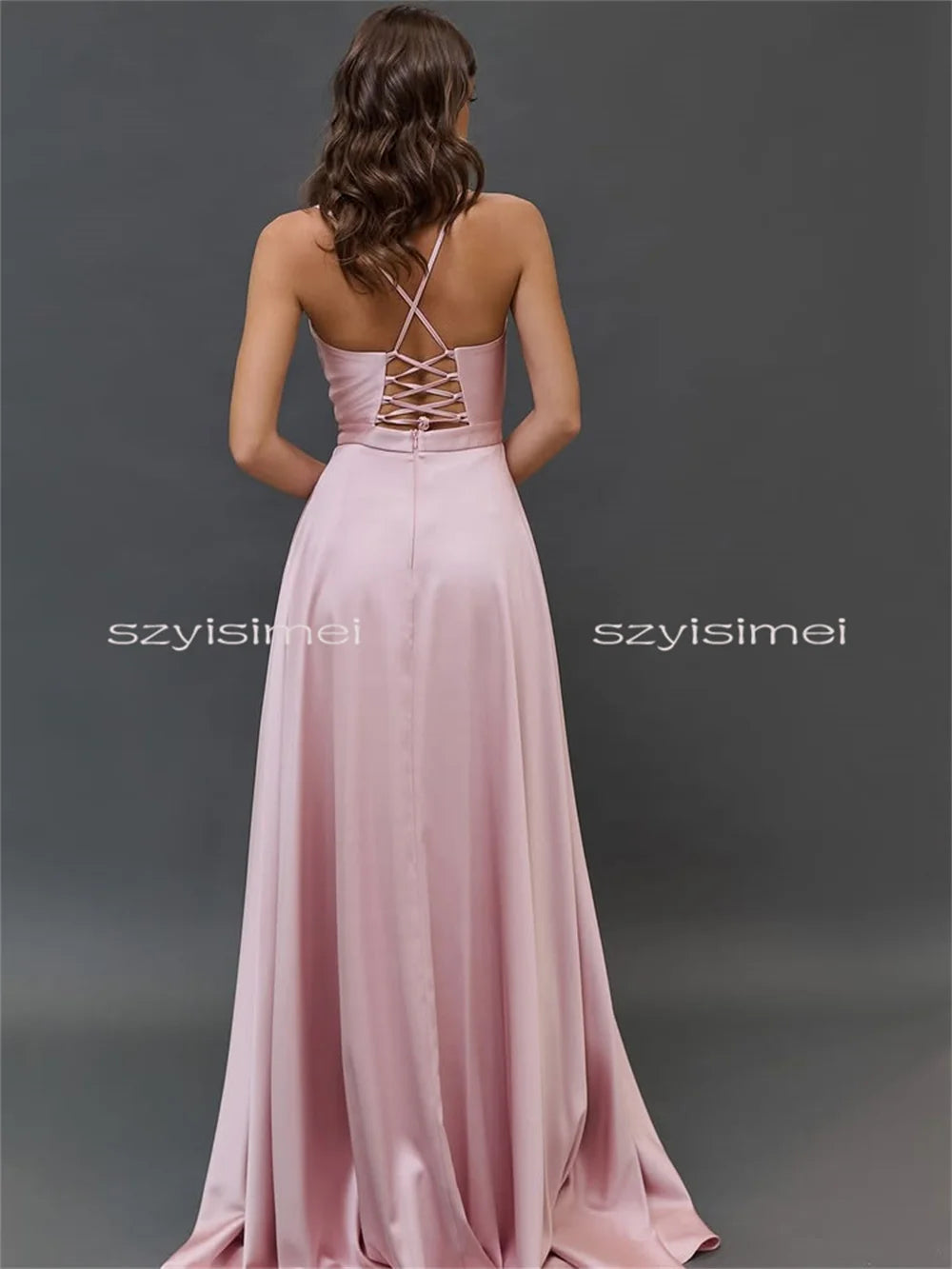 V Neck Glitter Evening Dress Sexy Spaghetti Straps Floor Length Party Gown Customized Bridal Dress For Wedding 2026