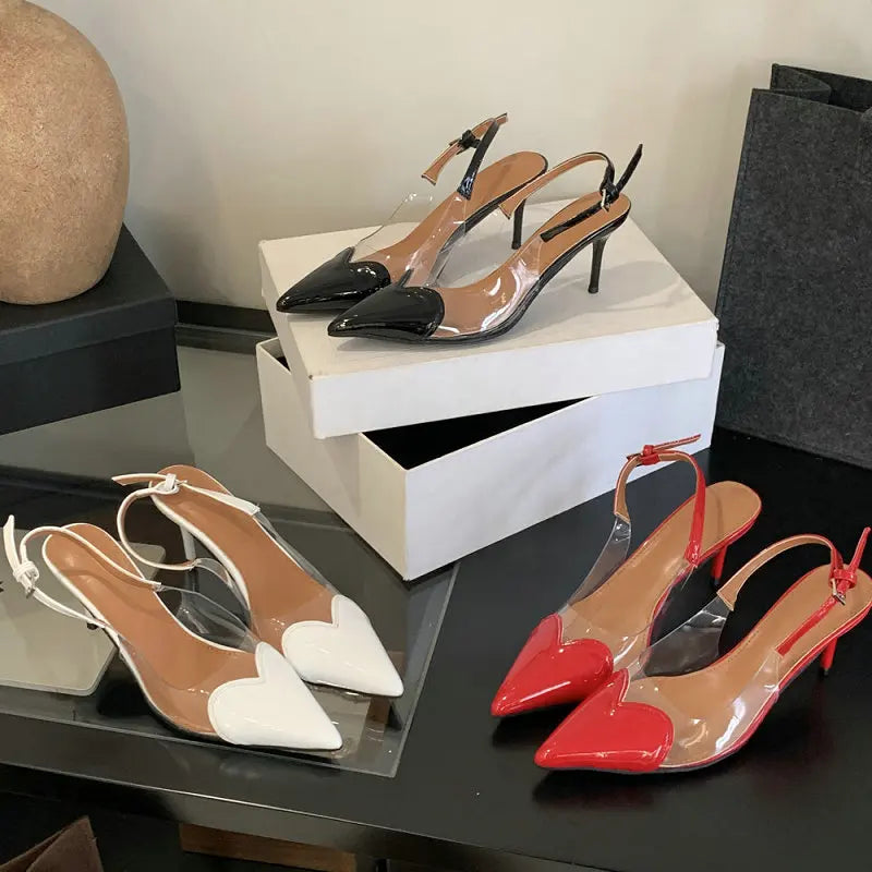 Baotou Sandals 2025 New High-Heeled Women'S Skinny Heel Pointed Metal Buckle After Empty French Temperament Shoes