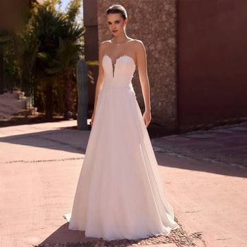 A Line White Wedding Dress With Long Train Sweetheart Backless Custom Made Bridal Dresses Vestido De Novia