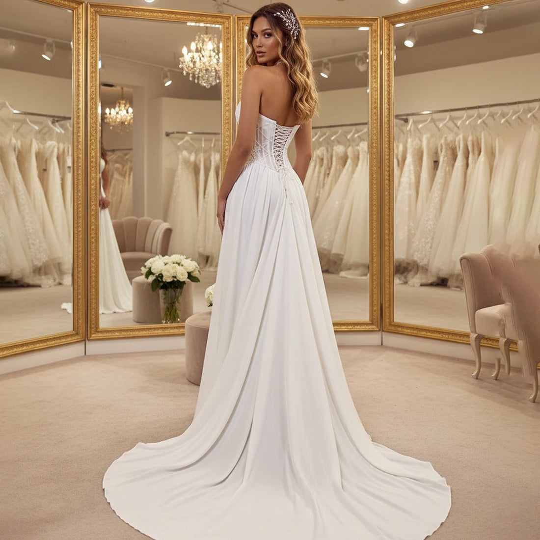 Elegant Satin Beaded Sweetheart Wedding Dress With Train Lace Pearl Ball Gown For Women Long Bridal Party Gown Vestidos Novia